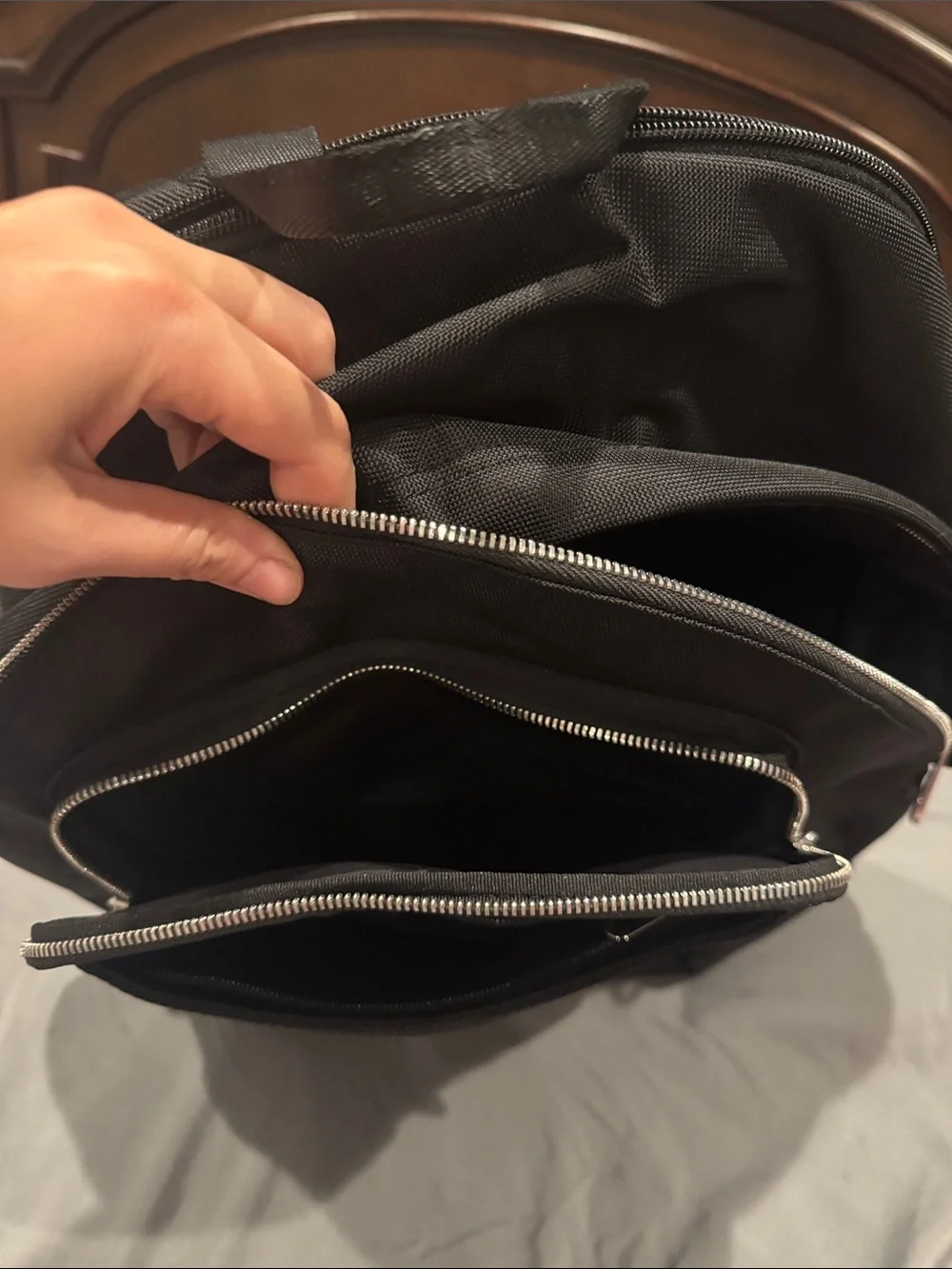 Lacoste Black Men's Backpack with Silver Logo Accent